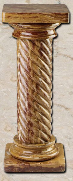 Hand Carved Marble Pedestal - 37 Inches Tall - Spiral Braid Design